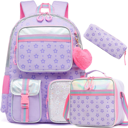Girl's Backpack with Lunch Box and Pen-bag